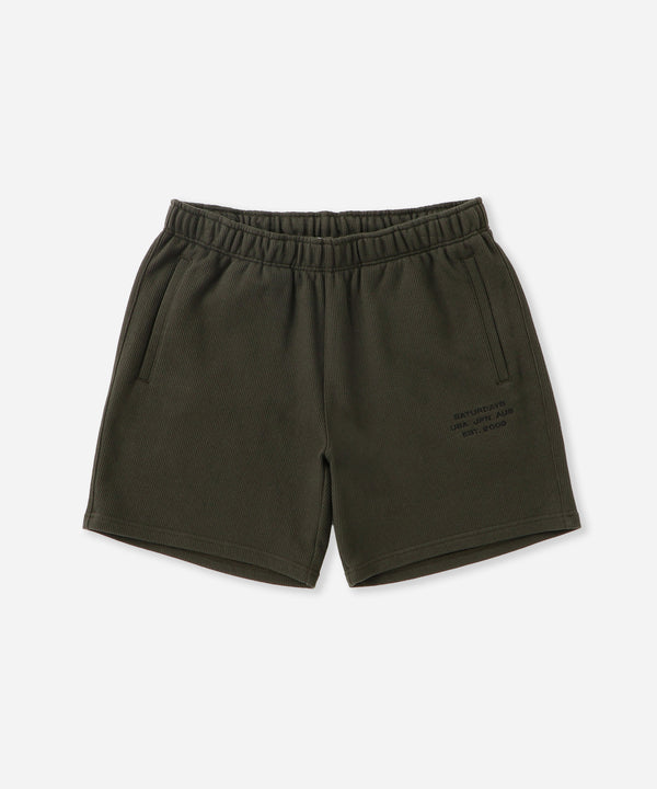 saturdays new york city Austin Dobby Weave International Sweatshort Olive Green