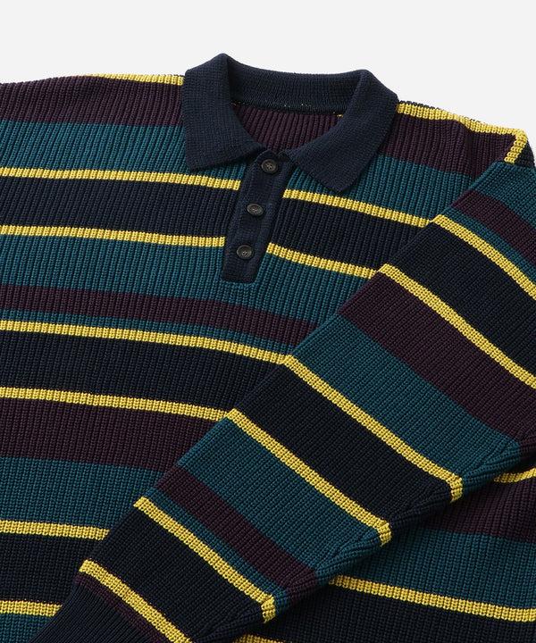 Saturdays New York City Beauchamp Multi Stripe Polo Sweater Navy