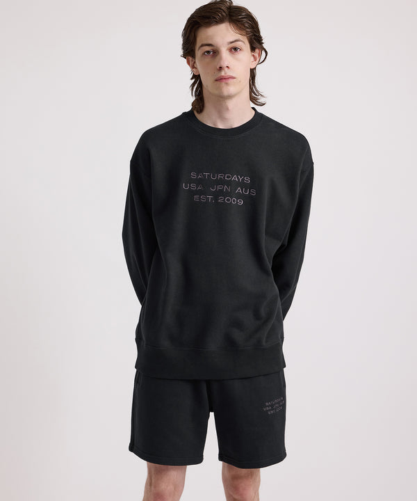Saturdays New York City Bowery Dobby Weave International Sweatshirt Black