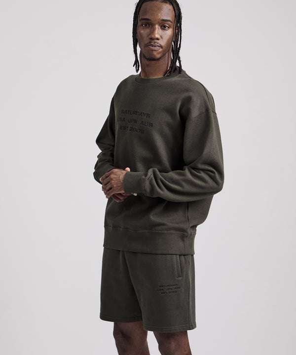 Saturdays New York City Bowery Dobby Weave International Sweatshirt Olive Green