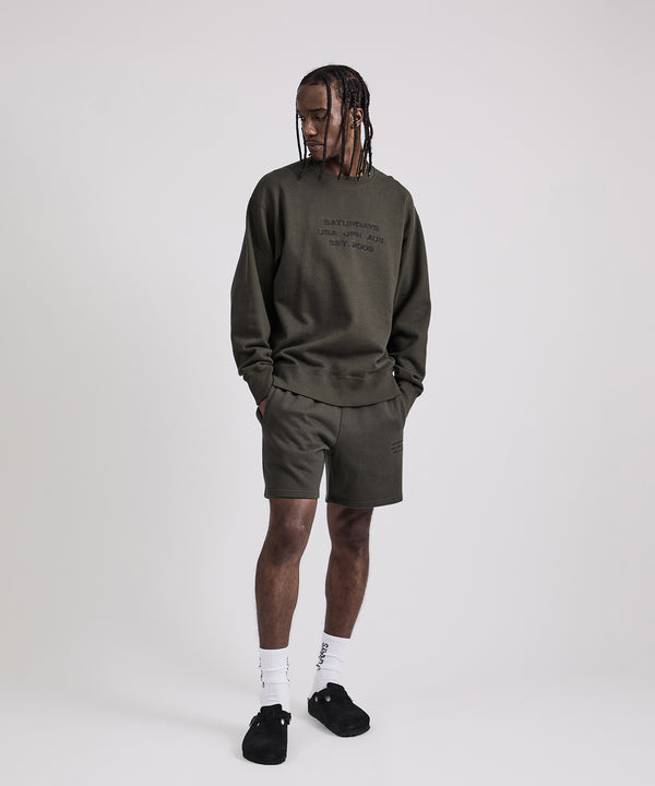 Saturdays New York City Bowery Dobby Weave International Sweatshirt Olive Green