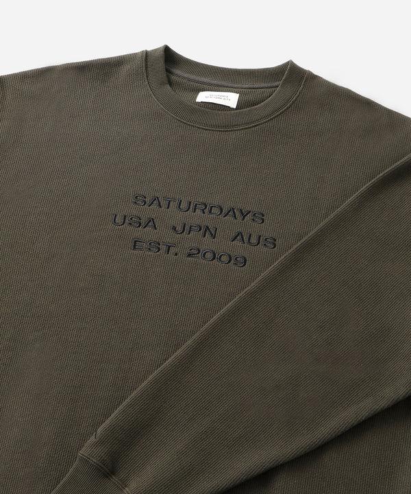 Saturdays New York City Bowery Dobby Weave International Sweatshirt Olive Green