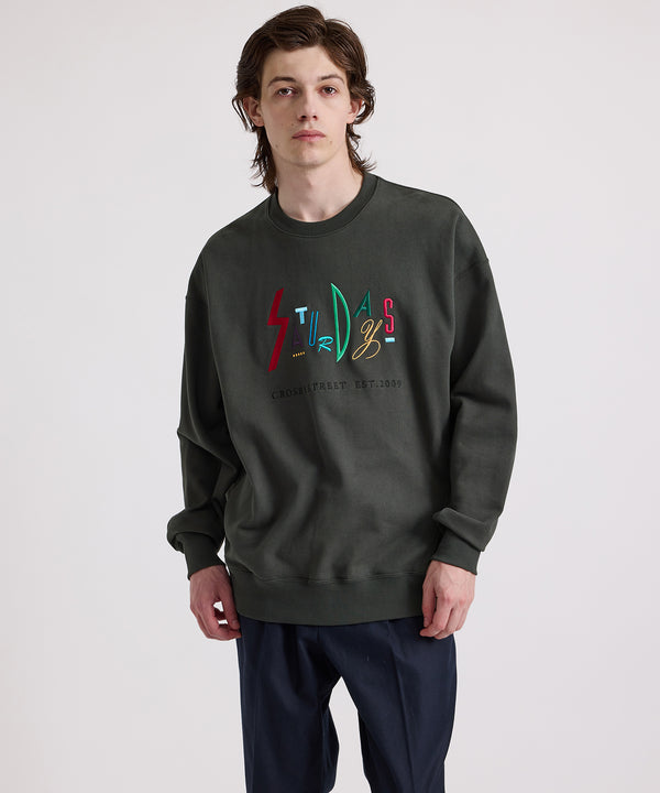 Saturdays New York City Bowery Live Color Embroidered Sweatshirt Charcoal