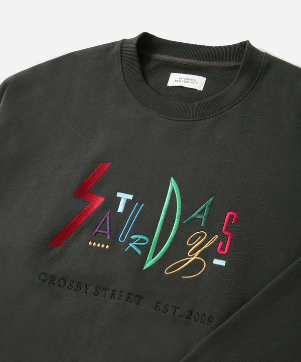 Saturdays New York City Bowery Live Color Embroidered Sweatshirt Charcoal