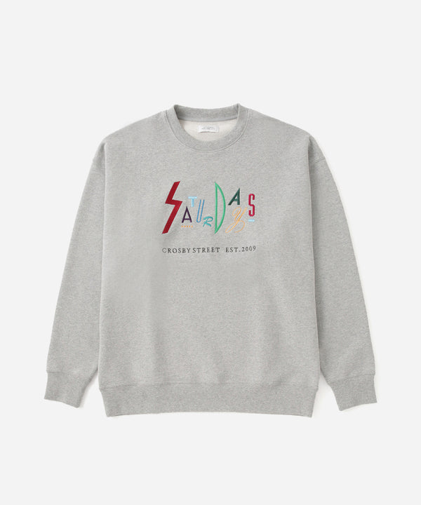 saturdays new york city Bowery Live Color Embroidered Sweatshirt Gray