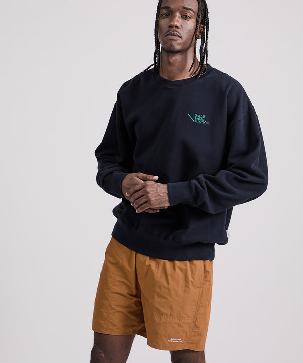 Saturdays New York City Bowery Loofah Collar Sweatshirt Navy