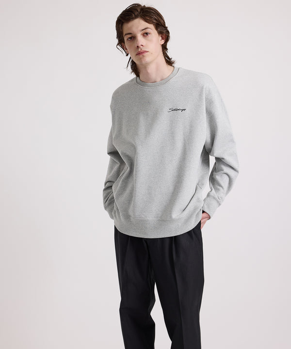 Saturdays New York City Bowery Script Embroidered Sweatshirt Gray