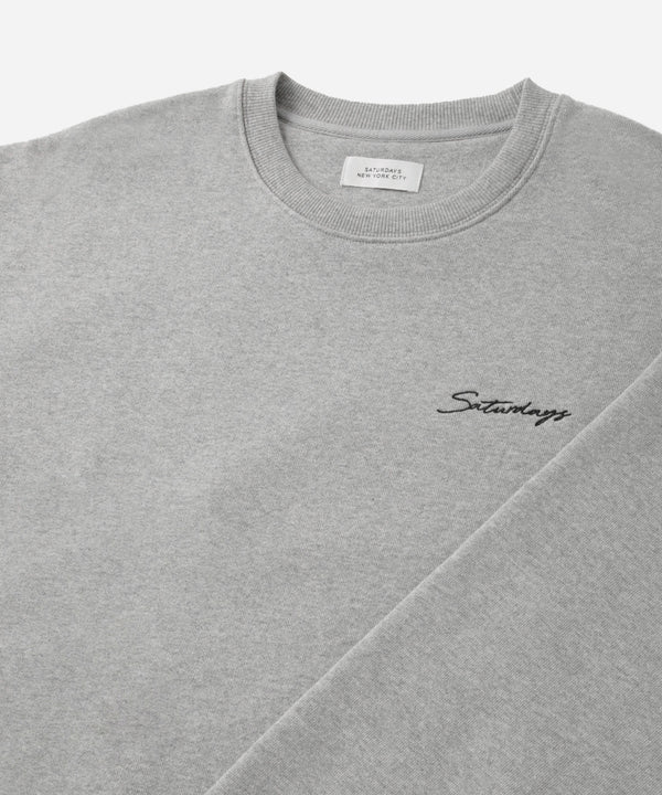 Saturdays New York City Bowery Script Embroidered Sweatshirt Gray