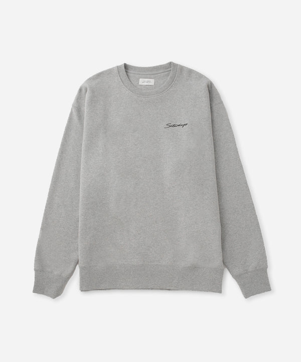 saturdays new york city Bowery Script Embroidered Sweatshirt Gray