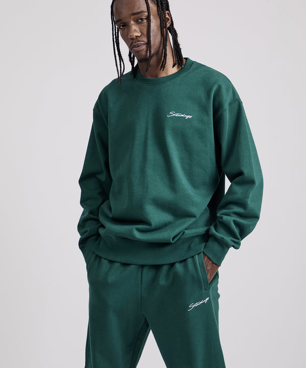 Saturdays New York City Bowery Script Embroidered Sweatshirt Green