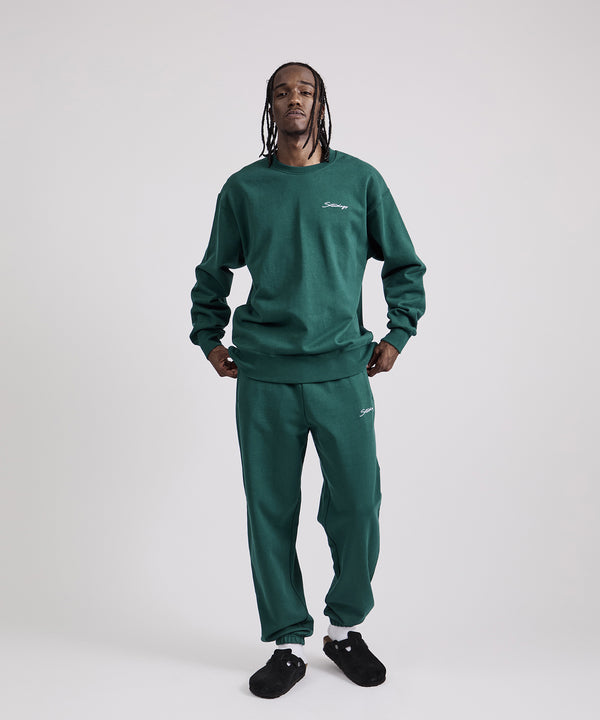 Saturdays New York City Bowery Script Embroidered Sweatshirt Green