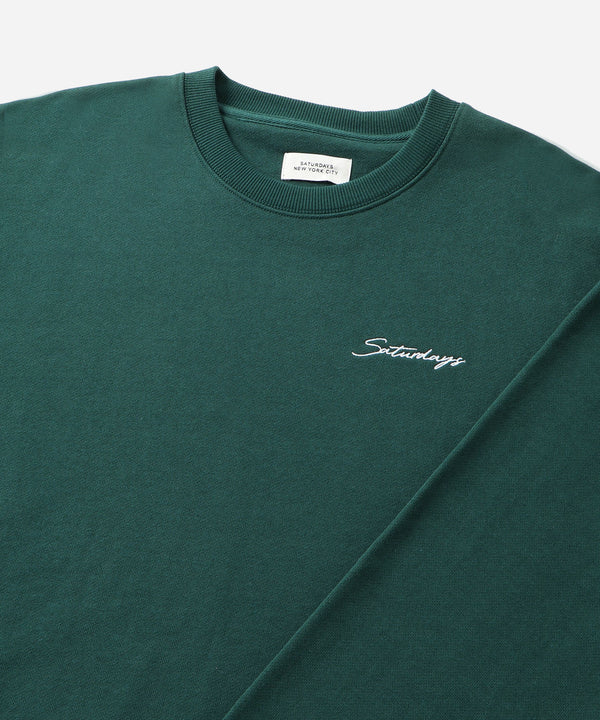 Saturdays New York City Bowery Script Embroidered Sweatshirt Green