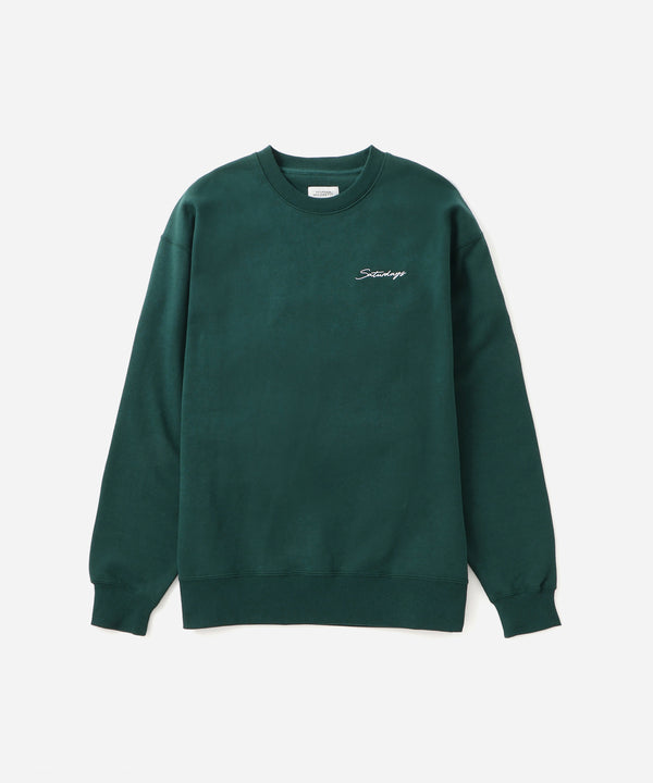 saturdays new york city Bowery Script Embroidered Sweatshirt Green