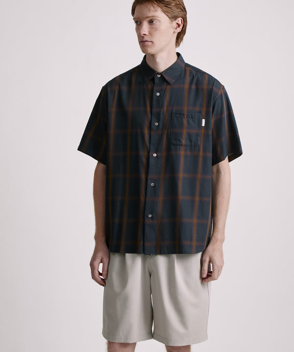 Saturdays New York City Bruce Ombre Check Short Sleeve Shirt Navy