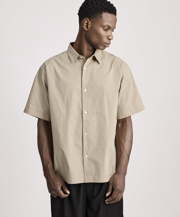 Saturdays New York City Bruce Tonal Stripe Short Sleeve Shirt Beige