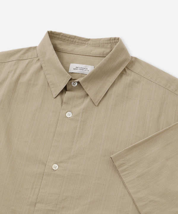 Saturdays New York City Bruce Tonal Stripe Short Sleeve Shirt Beige