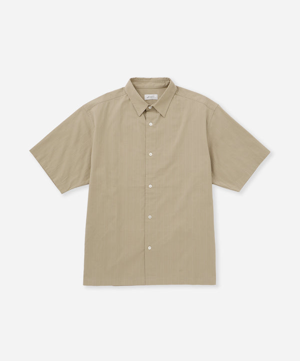 saturdays new york city Bruce Tonal Stripe Short Sleeve Shirt Beige
