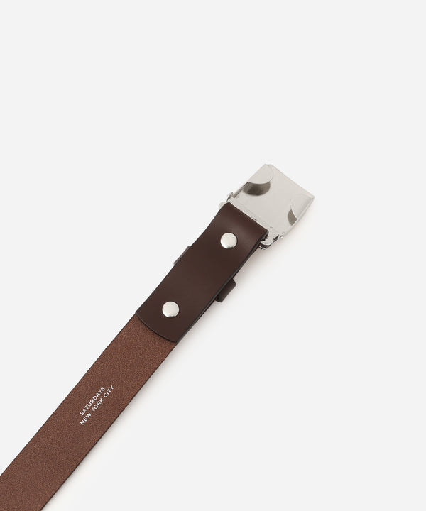 Saturdays New York City Buckle Leather Belt Dark Brown