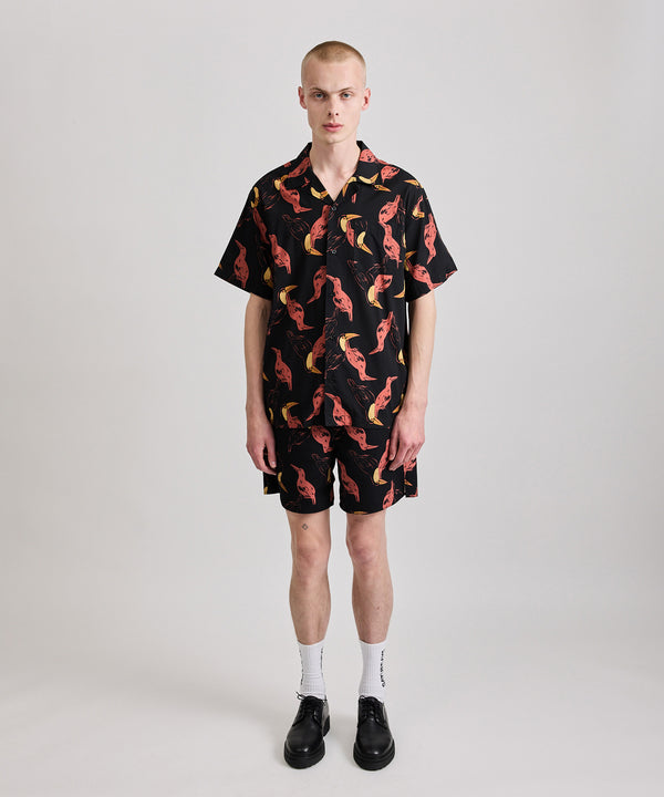 Saturdays New York City Canty Bird Printed Short Sleeve Shirt Black