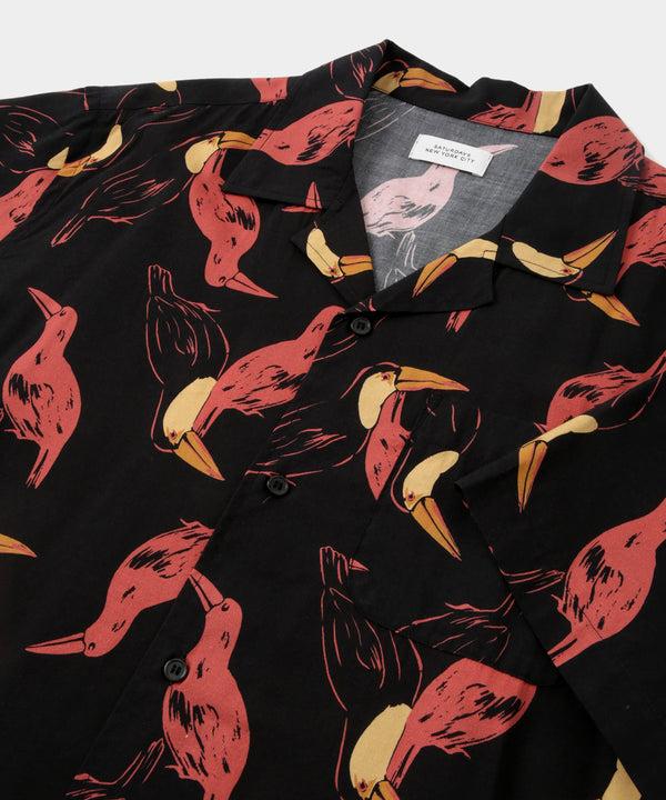 Saturdays New York City Canty Bird Printed Short Sleeve Shirt Black