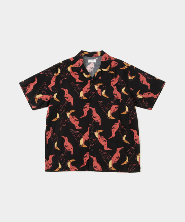 saturdays new york city Canty Bird Printed Short Sleeve Shirt Black