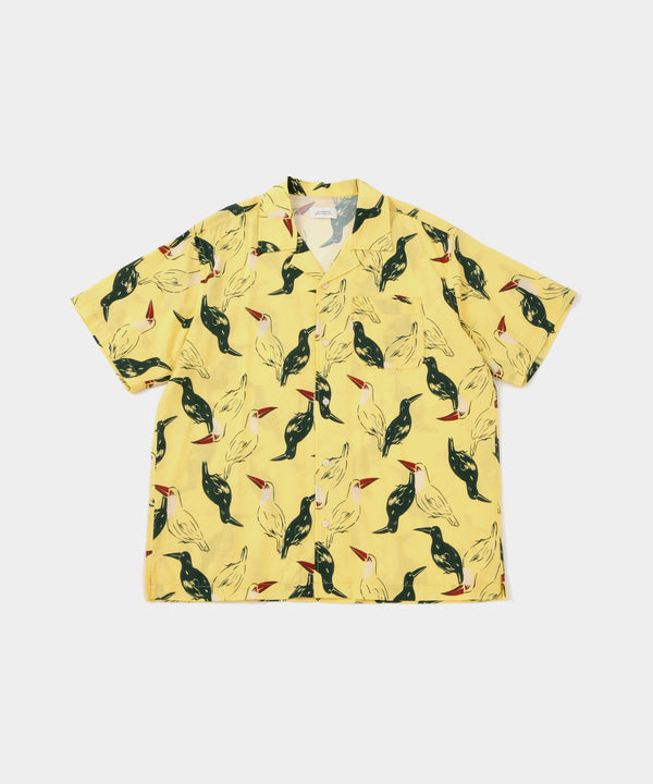 saturdays new york city Canty Bird Printed Short Sleeve Shirt Yellow