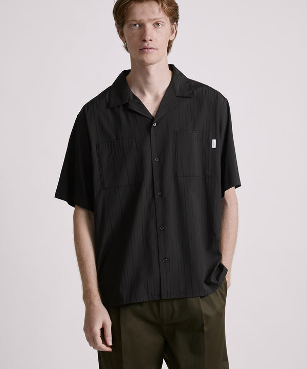 Saturdays New York City Canty Dobby Stripe Short Sleeve Shirt Black