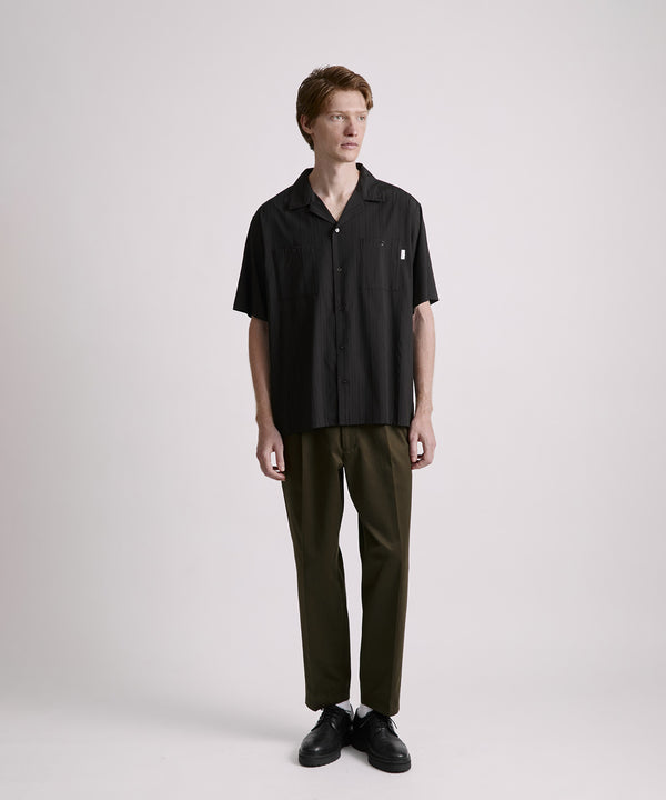 Saturdays New York City Canty Dobby Stripe Short Sleeve Shirt Black
