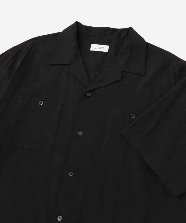 Saturdays New York City Canty Dobby Stripe Short Sleeve Shirt Black