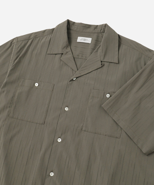 Saturdays New York City Canty Dobby Stripe Short Sleeve Shirt Olive Green