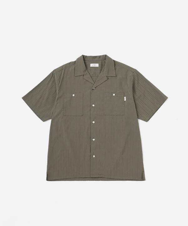 saturdays new york city Canty Dobby Stripe Short Sleeve Shirt Olive Green