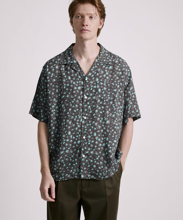 Saturdays New York City Canty Leopard Short Sleeve Shirt Charcoal