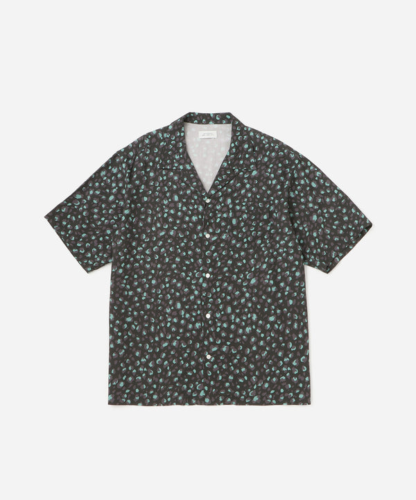 saturdays new york city Canty Leopard Short Sleeve Shirt Charcoal