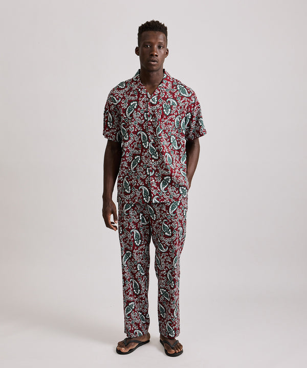 Saturdays New York City Canty Paisley Short Sleeve Shirt Red