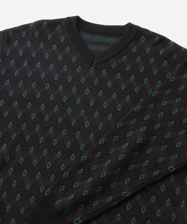 Saturdays New York City Charles Jacquard V-Neck Sweater Black