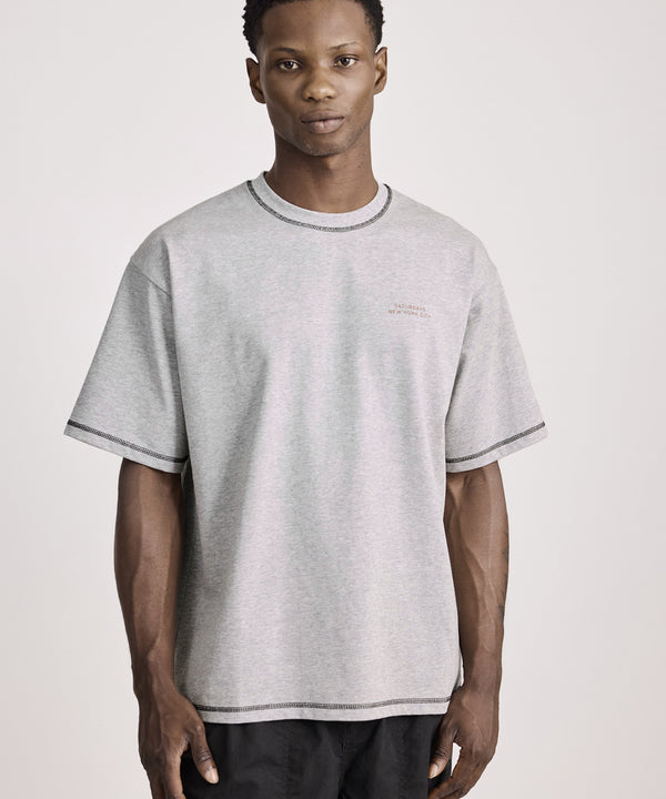 Saturdays New York City Contrast Stitch Relaxed Short Sleeve Tee Gray