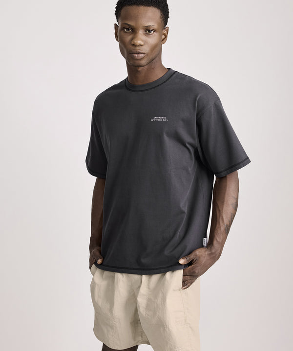 Saturdays New York City Contrast Stitch Relaxed Short Sleeve Tee Navy