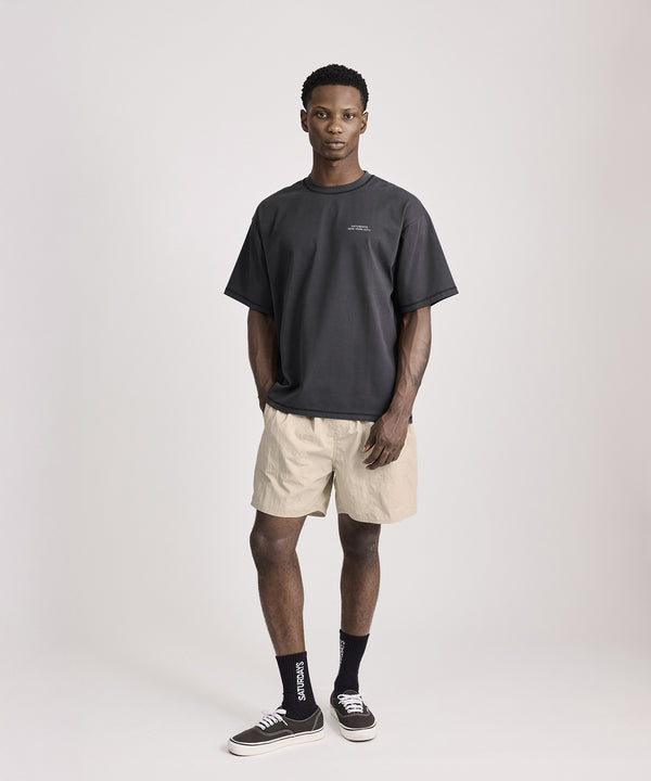 Saturdays New York City Contrast Stitch Relaxed Short Sleeve Tee Navy