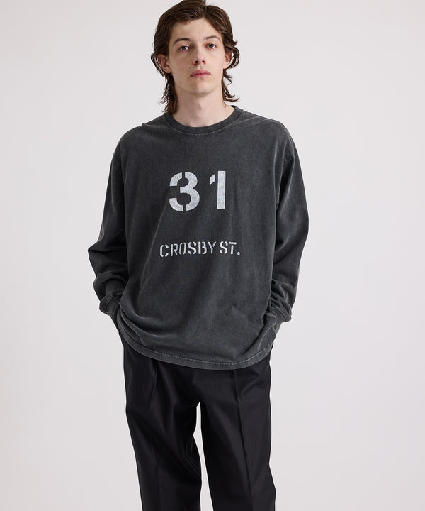 Saturdays New York City Crosby Stencil Print Relaxed Long Sleeve Tee Black