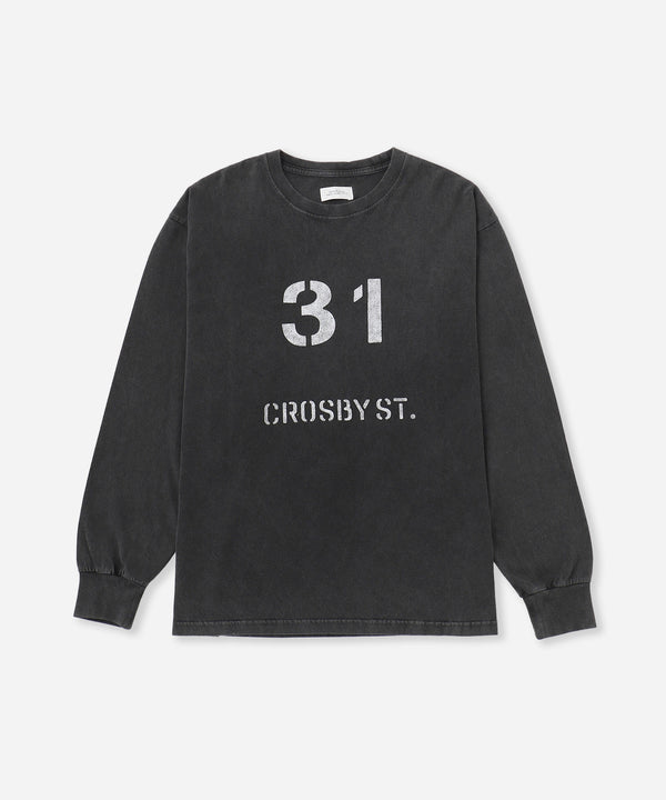saturdays new york city Crosby Stencil Print Relaxed Long Sleeve Tee Black