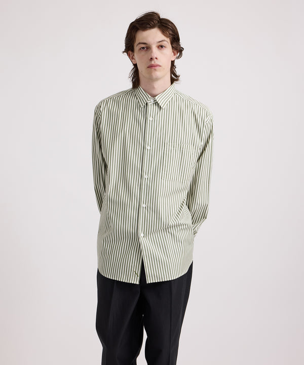 Saturdays New York City Crosby Stripe Long Sleeve Shirt Green