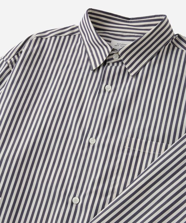 Saturdays New York City Crosby Stripe Long Sleeve Shirt Navy