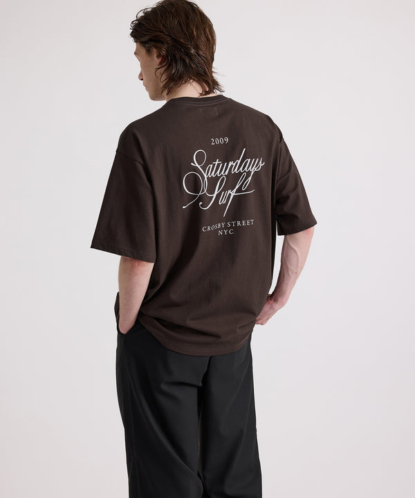 Saturdays New York City Cursive Saturdays Surf Relaxed Short Sleeve Tee Brown