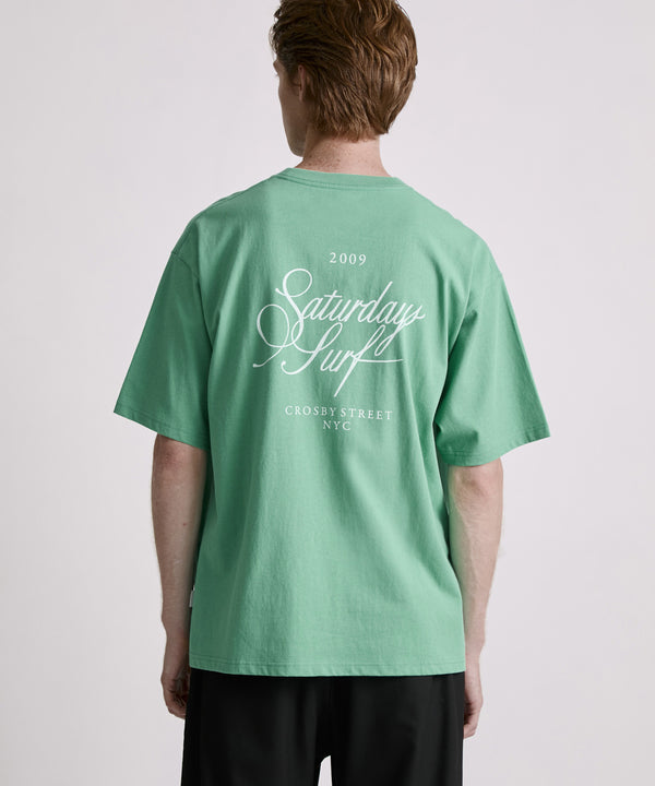 Saturdays New York City Cursive Saturdays Surf Relaxed Short Sleeve Tee Light Green