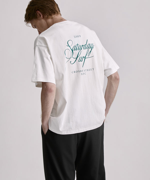 Saturdays New York City Cursive Saturdays Surf Relaxed Short Sleeve Tee White