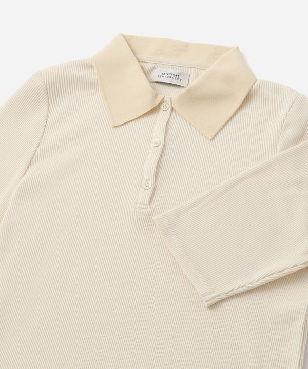 Saturdays New York City Devin Rib Poloshirt Off White