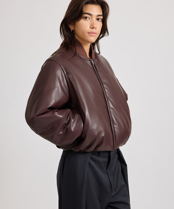 Saturdays New York City Dorothy Cropped Bomber Jacket Wine
