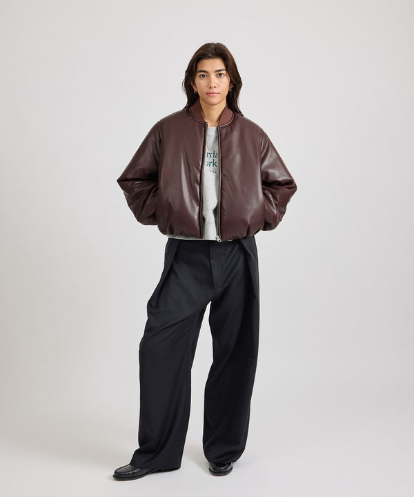 Saturdays New York City Dorothy Cropped Bomber Jacket Wine