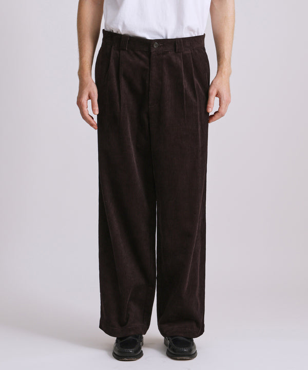 Saturdays New York City George Corduroy Wide Two Tuck Pant Dark Brown