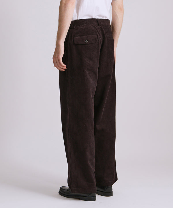 Saturdays New York City George Corduroy Wide Two Tuck Pant Dark Brown